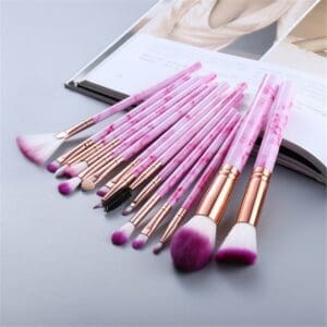 KySienn Marbel Pink 15Pce Make Up Brush Set