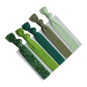 KySienn Green Shimmer Ribbon Hair Ties Pack 5